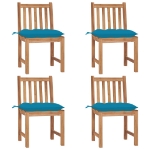 Sedie da Giardino 4 pz con Cuscini in Legno Massello di Teak