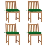 Sedie da Giardino 4 pz con Cuscini in Legno Massello di Teak