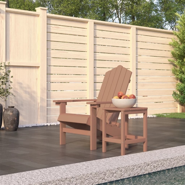 Sedia da Giardino con Tavolo Adirondack in HDPE Marrone