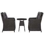 Sedie da Giardino 2 pz con Tavolino da Tè in Polyrattan Nero