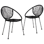 Sedie da Giardino 2 pz in Rattan PVC Nero