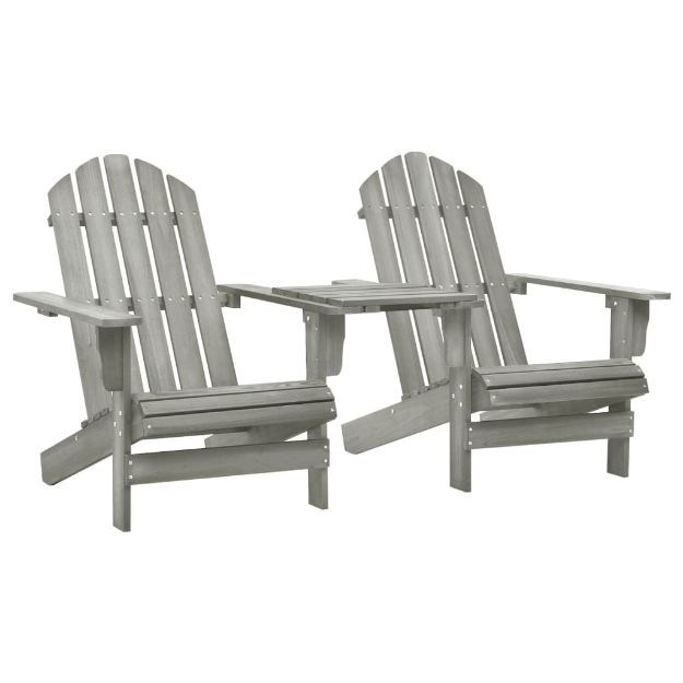 Sedie da Giardino Adirondack con Tavolino Legno Abete Grigio