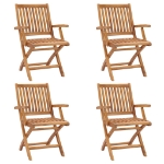 Sedie da Giardino Pieghevoli 4 pz in Legno Massello di Teak