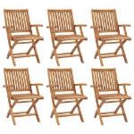 Sedie da Giardino Pieghevoli 6 pz in Legno Massello di Teak