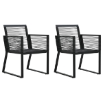 Sedie da Giardino 2 pz Nere in Rattan PVC