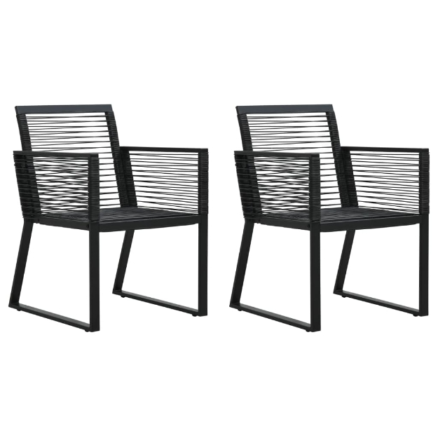 Sedie da Giardino 2 pz Nere in Rattan PVC