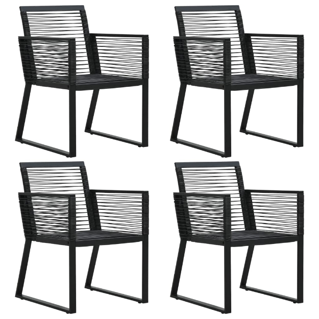 Sedie da Giardino 4 pz in Corda in Rattan Nero