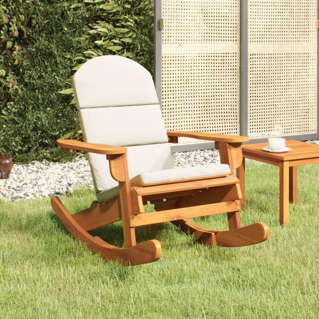 Sedia a Dondolo Adirondack con Cuscini Legno Massello di Acacia