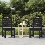 Sedie da Giardino 2pz Nere 40,5x48x91,5cm Legno Massello Pino