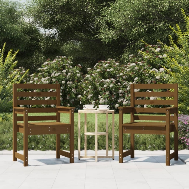 Sedie da Giardino 2pz Miele 60x48x91 cm Legno Massello di Pino