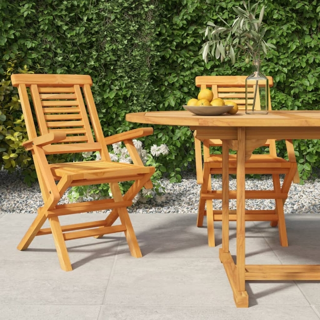 Sedie da Giardino Pieghevoli 2pz 56x63x90cm Legno Massello Teak