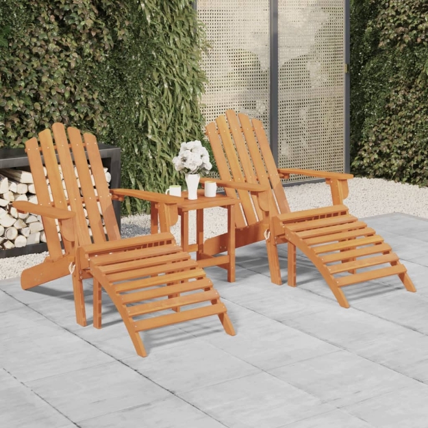 Sedie Giardino Adirondack Poggiapiedi 2pz Legno Massello Acacia