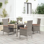 Sedie da Giardino con Cuscini 4 pz in Polyrattan Grigie