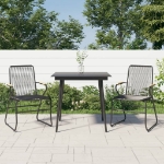 Set da Pranzo da Giardino 3 pz Nero in Rattan PVC