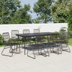 Set da Pranzo da Giardino 9 pz Nero in Rattan PVC