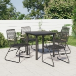 Set da Pranzo da Giardino 5 pz Nero in Rattan PVC