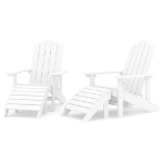 Sedie da Giardino Adirondack 2 pz con Poggiapiedi HDPE Bianco