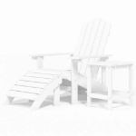 Sedia Giardino con Poggiapiedi e Tavolo Adirondack HDPE Bianco