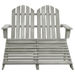 Sedia 2 Posti Adirondack con Ottomana in Abete Massello Grigio