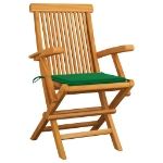 Sedie da Giardino con Cuscini Verdi 4 pz Massello di Teak