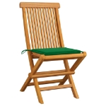 Sedie da Giardino con Cuscini Verdi 4 pz Massello di Teak