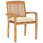 Sedie da Giardino 2pz con Cuscini Bianco Crema in Teak Massello