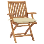 Sedie da Giardino 2 pz Cuscini Bianco Crema in Massello di Teak