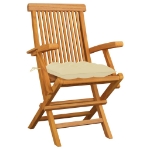 Sedie da Giardino con Cuscini Bianco Crema 3pz Massello di Teak