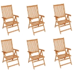 Sedie da Giardino 6 pz con Cuscini Beige Massello di Teak