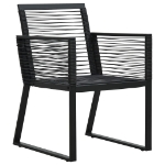 Sedie da Giardino 4 pz in Corda in Rattan Nero