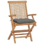 Sedie da Giardino con Cuscini Grigi 4 pz Massello di Teak