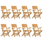 Sedie da Giardino Pieghevoli 8pz 55x61x90cm Legno Massello Teak