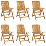 Sedie da Giardino Reclinabili 6 pz in Legno Massello di Teak