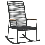 Sedia a Dondolo da Giardino Nera 59x79,5x104 cm Rattan PVC