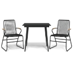 Set da Pranzo da Giardino 3 pz Nero in Rattan PVC