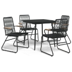 Set da Pranzo da Giardino 5 pz Nero in Rattan PVC