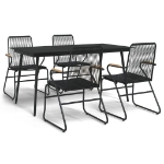 Set da Pranzo da Giardino 5 pz Nero in Rattan PVC