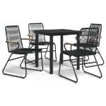 Set da Pranzo da Giardino 5 pz Nero in Rattan PVC