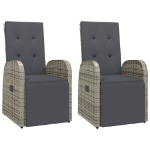 Sedie Reclinabili da Giardino con Cuscini 2pz Grigio Polyrattan