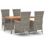 Set da Pranzo da Giardino 5 pz con Cuscini in Polyrattan Grigio