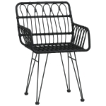 Sedie da Giardino 2pz con Braccioli Nero 56x64x80 cm Rattan PE