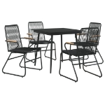 Set da Pranzo da Giardino 5 pz Nero in Rattan PVC