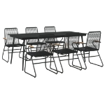 Set da Pranzo da Giardino 7 pz Nero in Rattan PVC