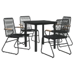 Set da Pranzo da Giardino 5 pz Nero in Rattan PVC