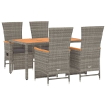 Set da Pranzo da Giardino 5 pz con Cuscini in Polyrattan Grigio