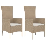 Set da Pranzo da Giardino 3 pz con Cuscini Beige in Polyrattan