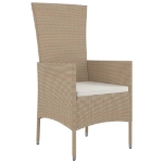 Set da Pranzo da Giardino 3 pz con Cuscini Beige in Polyrattan