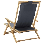 Sedia Reclinabile Relax Grigio Scuro in Bambù e Tessuto