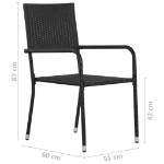 Sedie da Pranzo da Esterni 6 pz in Polyrattan Nero