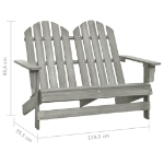 Sedia 2 Posti da Giardino Adirondack in Abete Massello Grigio